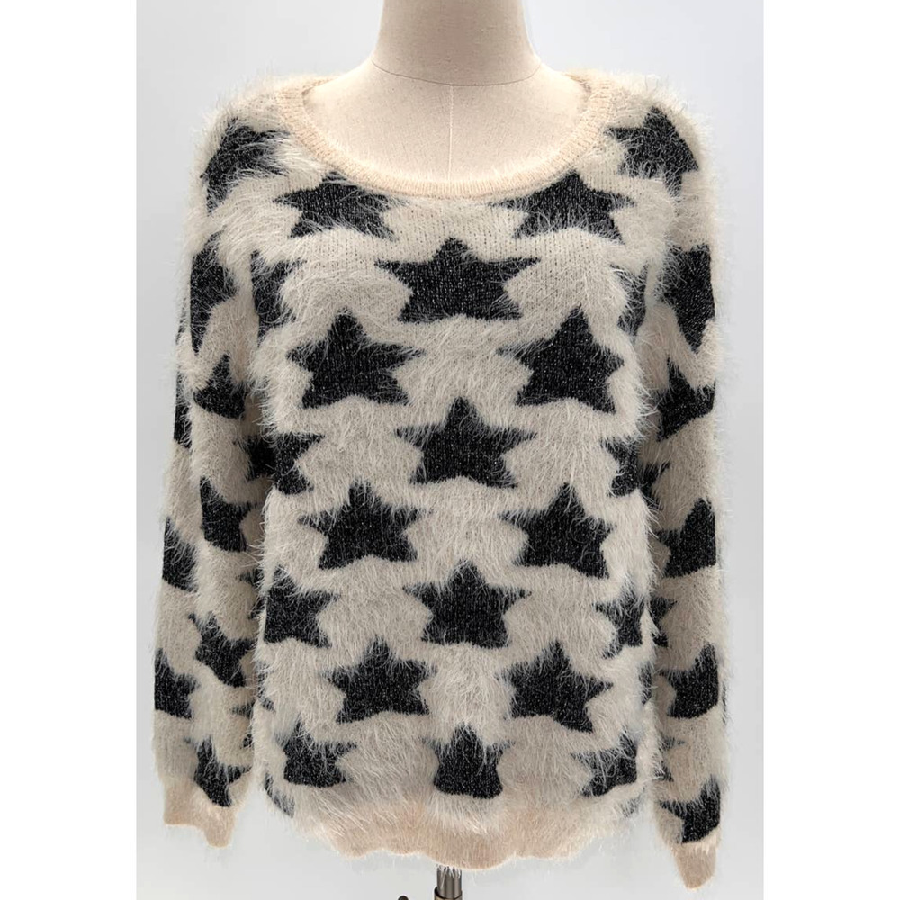 Design Lab Lord & Taylor Star Print Sweater- L